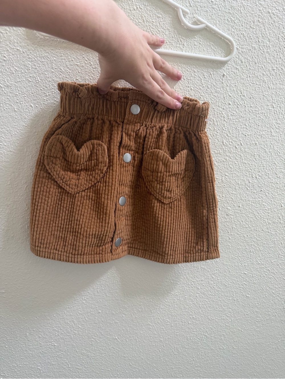 Old Navy Brown Corduroy Button-Front Skirt with Heart Pockets